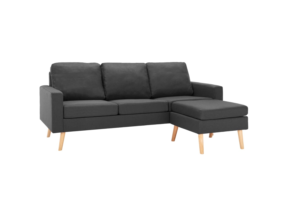 Maison Exclusive - Sofá De 3 Plazas Con Reposapiés De Tela Gris Oscuro
