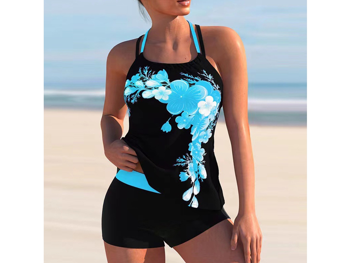 Traje de baño verde floral para mujer, talla grande 4XL