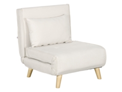 Sillón Cama Individual 2 En 1 Sofá Cama Plegable Con Respaldo Ajustable Y Cojín Para Sala Dormitorio 72x78x79 Cm Crema