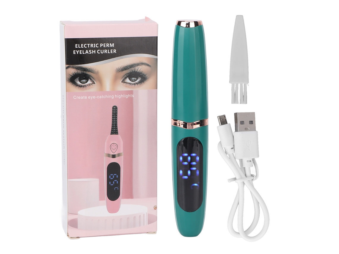 Rizador De Pestañas Eléctrico Con Carga Usb, Control Inteligente De Temperatura, Calefactable, Verde