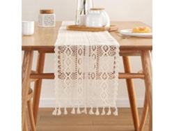 Camino De Mesa De Macramé, Color Beige, Con Borlas, 24 X 180 Cm