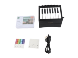 Piano de mesa con calendario, mínimo 15 teclas, decorativo y multifuncional.