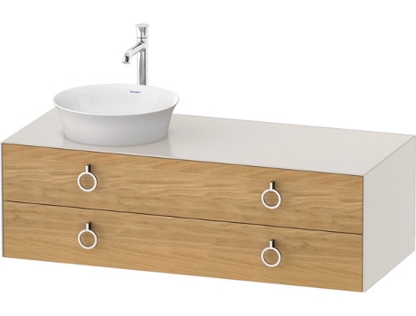DURAVIT Tulip blanco, mueble de baño colgado en la pared, ancho 1300 x profundidad 550mm, con 2 cajones, con tirador, WT4992L