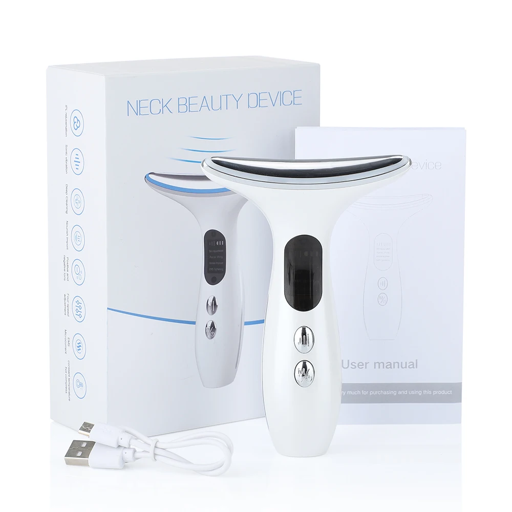 Masajeador Vibratorio De Cuello Y Rostro, Lifting Y Reafirmante, Terapia De Luz Roja Con Microcorriente, Antiarrugas.