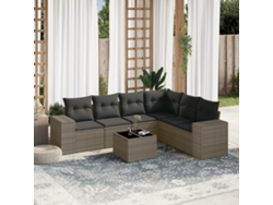 Conjunto de sofás de jardín de 7 piezas DKD Home Decor con cojines de mimbre gris