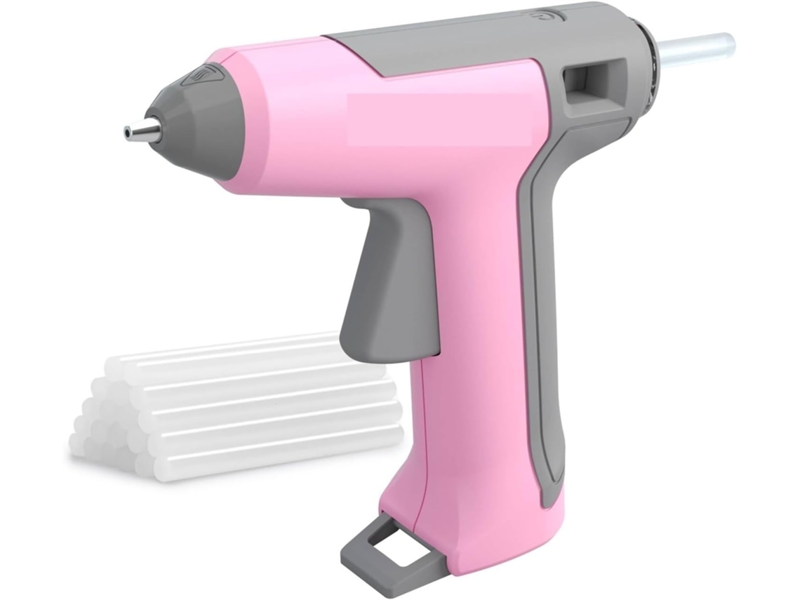 Pistolet À Colle Électrique Sans Fil Blanc/ Rose 3, 6v, Avec 20 Bâtons De 7mm, Colocación Vertical