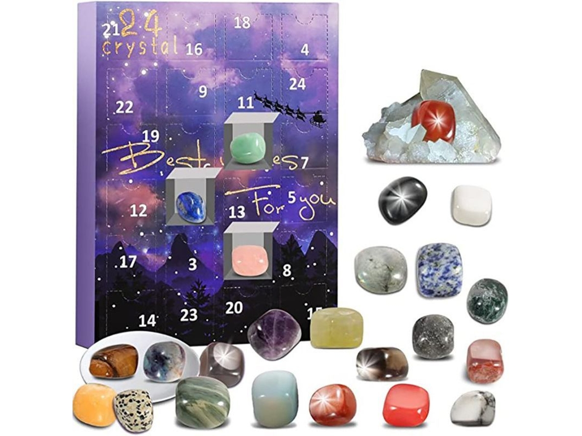 Calendario de Adviento 2024 Piedras Cristales Gemas Minerales Fósiles Colección Navidad Cuenta atrás