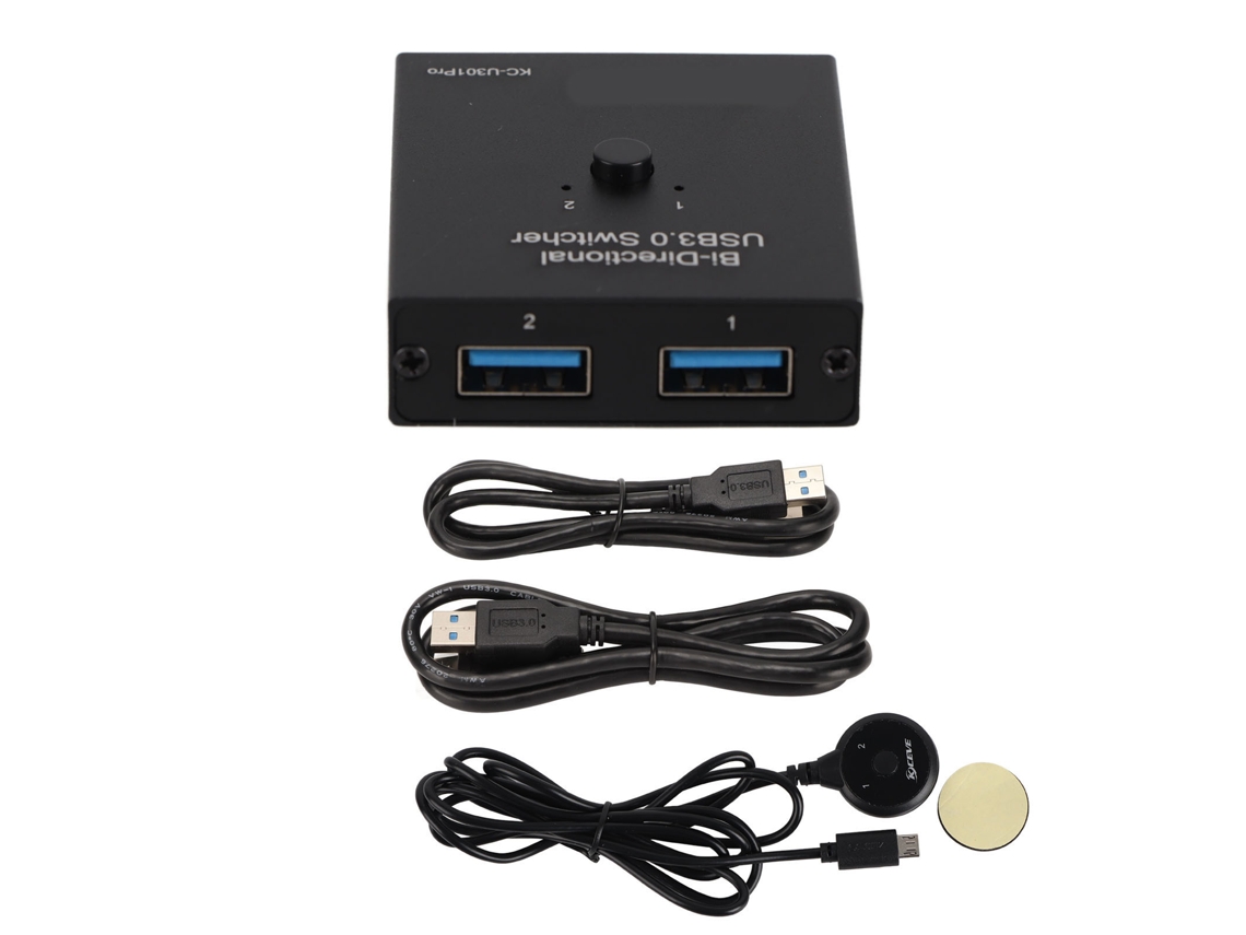 Switch Usb 3.0 Seletor 2 Em 1 Out 1 Em 2 Out Bidirecional Shell Metal Para Compartilhamento De Impressora Computador