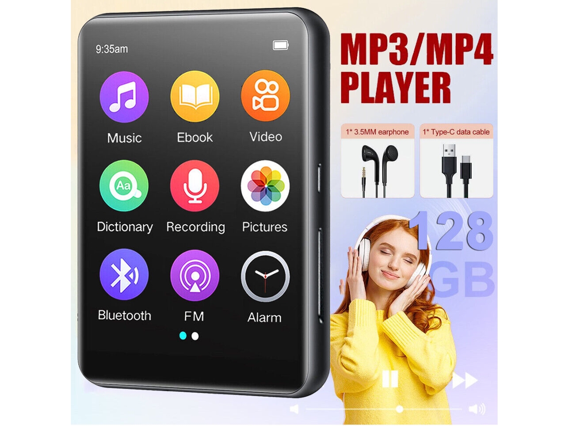 Reproductor De Audio Digital Portátil, Calidad De Sonido Hifi, Pantalla Táctil Completa, Bluetooth 5.0, Memoria Expandible, Radio Fm, Grabadora De Voz