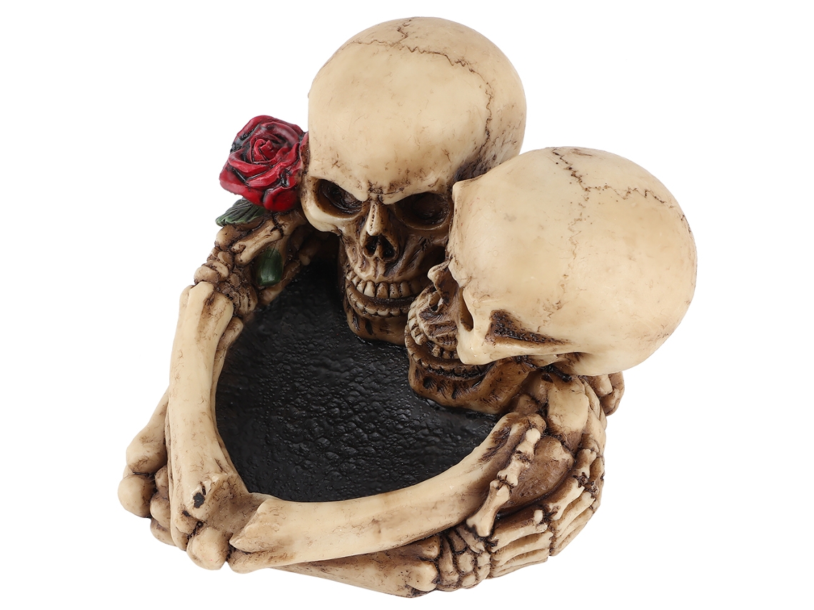 Cenicero Con Forma De Esqueleto Y Corazón Rosa, Ideal Para Decoración Y Regalo De Halloween.