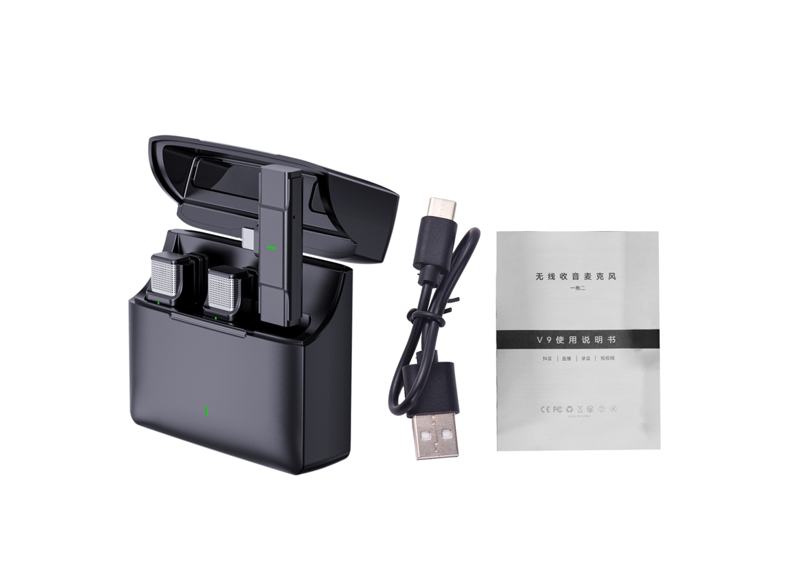 Sistema De Micrófono Inalámbrico 2.4g One Trigger Two Clip-on Lapel Omnidireccional Con Cancelación De Ruido Para Iphone Ios
