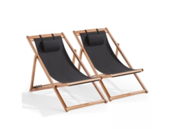 Juego de 2 tumbonas reclinables de madera de eucalipto FSC®