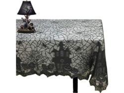 2026-30485-mantel De Halloween De Encaje Negro Con Telaraña De Araña - 53 X 68 Pulgadas