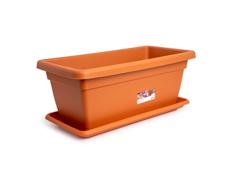 Jardinera Rectangular 80 cm Ancha y Reforzada con Plato Incluido. Terracota PLASTIC FORTE