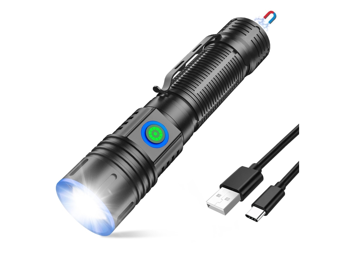 Linternas pequeñas Linterna LED recargable de 20.000 lúmenes altos Linterna magnética de haz largo de 1500 metros con zoom impermeable YEMAESRE