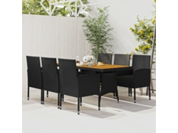 Juego de comedor para exterior de 7 piezas DKD Home Decor en mimbre negro