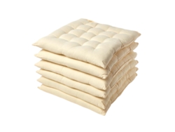 Homescapes Cream Plain Seat Pad With Straps, Cotton, 40 X 40 Cm, Set Of 6