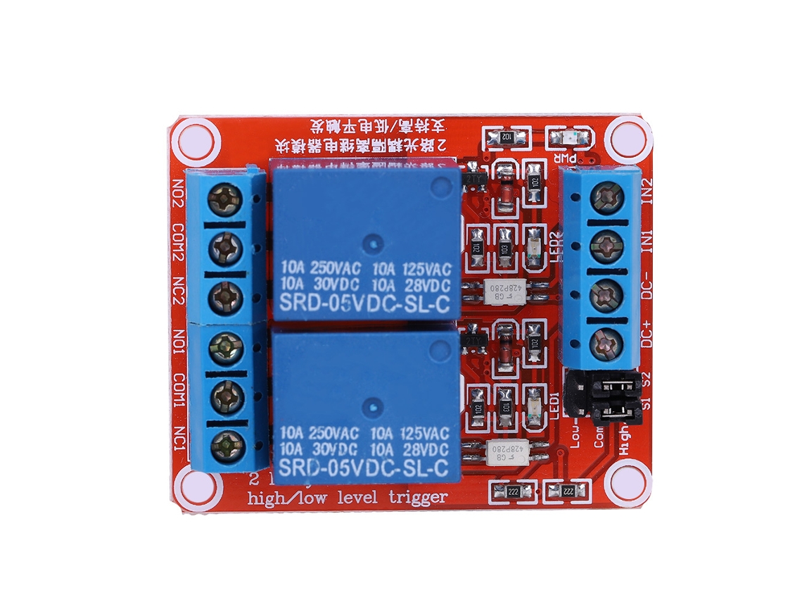 Módulo De Relé 2 Canales 5v Con Trigger De Nivel Alto/bajo Y Aislamiento Óptico 10a Carga Ac250v/dc30v