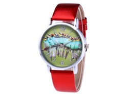 Reloj De Moda Zhoulianfa De Cuero Con Patrón De Cocodrilo Rojo F-423x Para Mujer