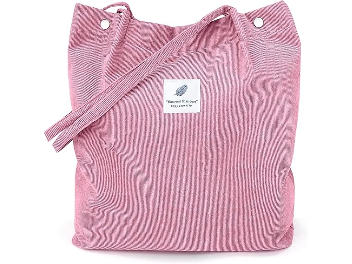 Bolso de pana para mujer, gran capacidad, reutilizable, con bolsillo interior, bolso de hombro adecuado para secadora de ropa.