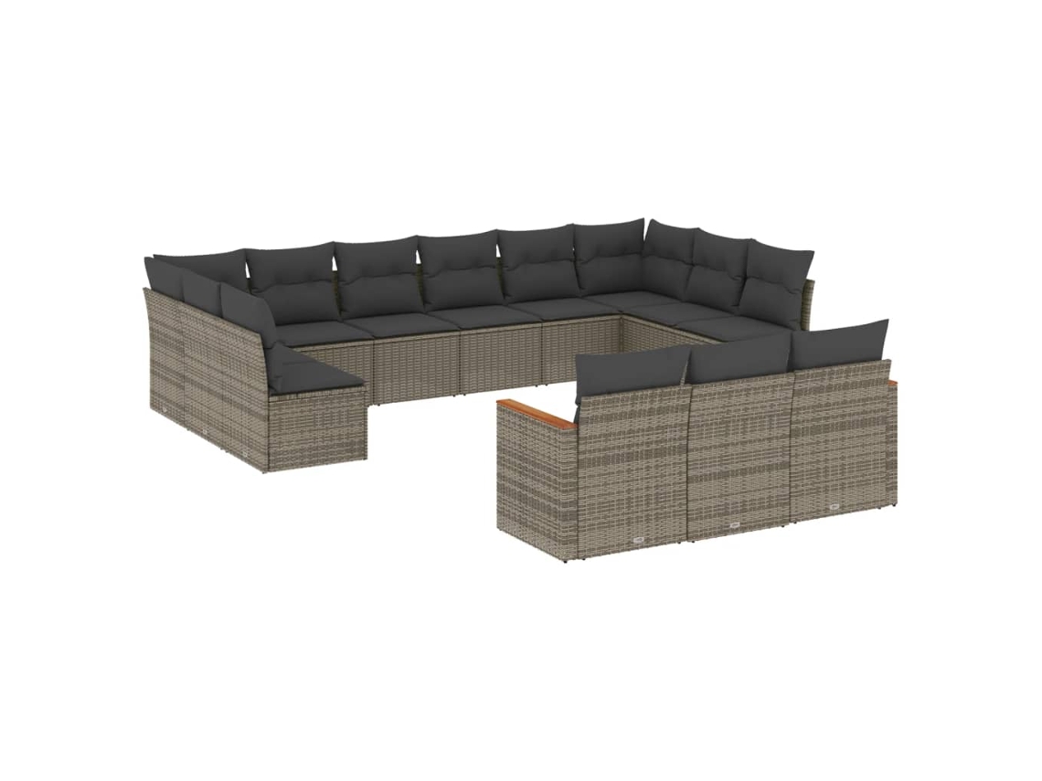 Maison Exclusive - Set Sofás De Jardín Con Cojines 13 Piezas Ratán Sintético Gris