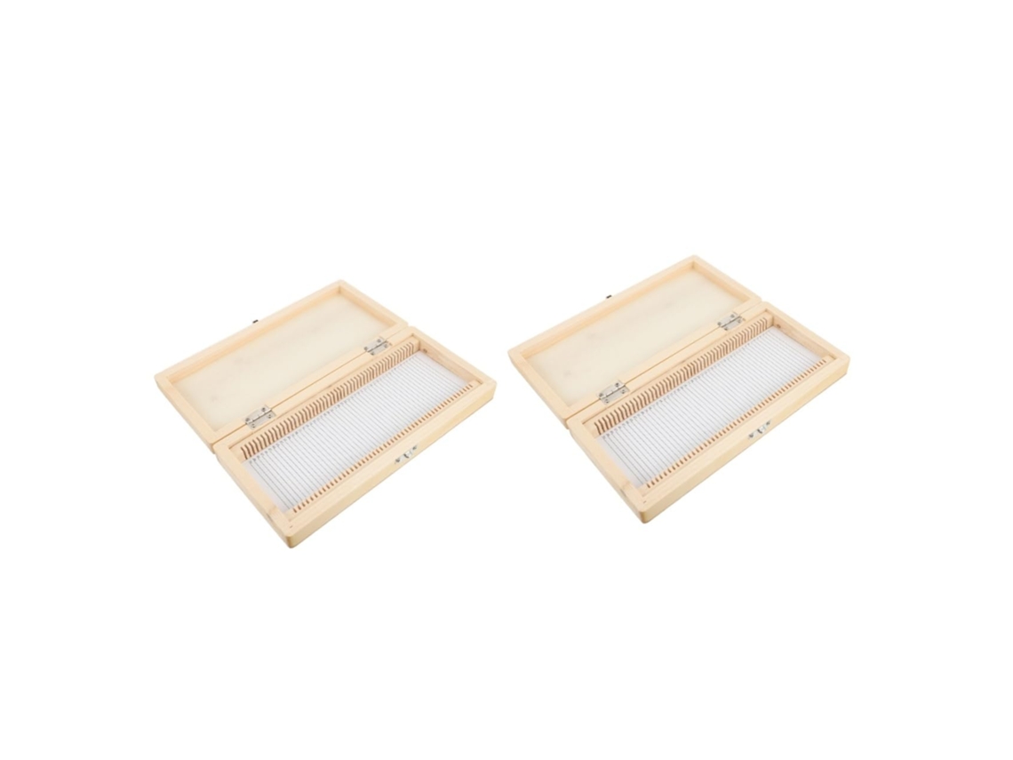 Estuche de madera para portaobjetos de microscopio, compuesto por 2 piezas.