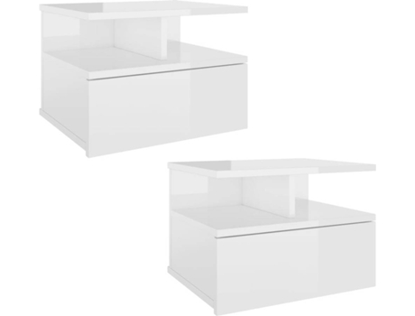 Conjunto 2 Mesita de noche flotante VIDAXL Blanco Madera contrachapada (40x31x27 cm)