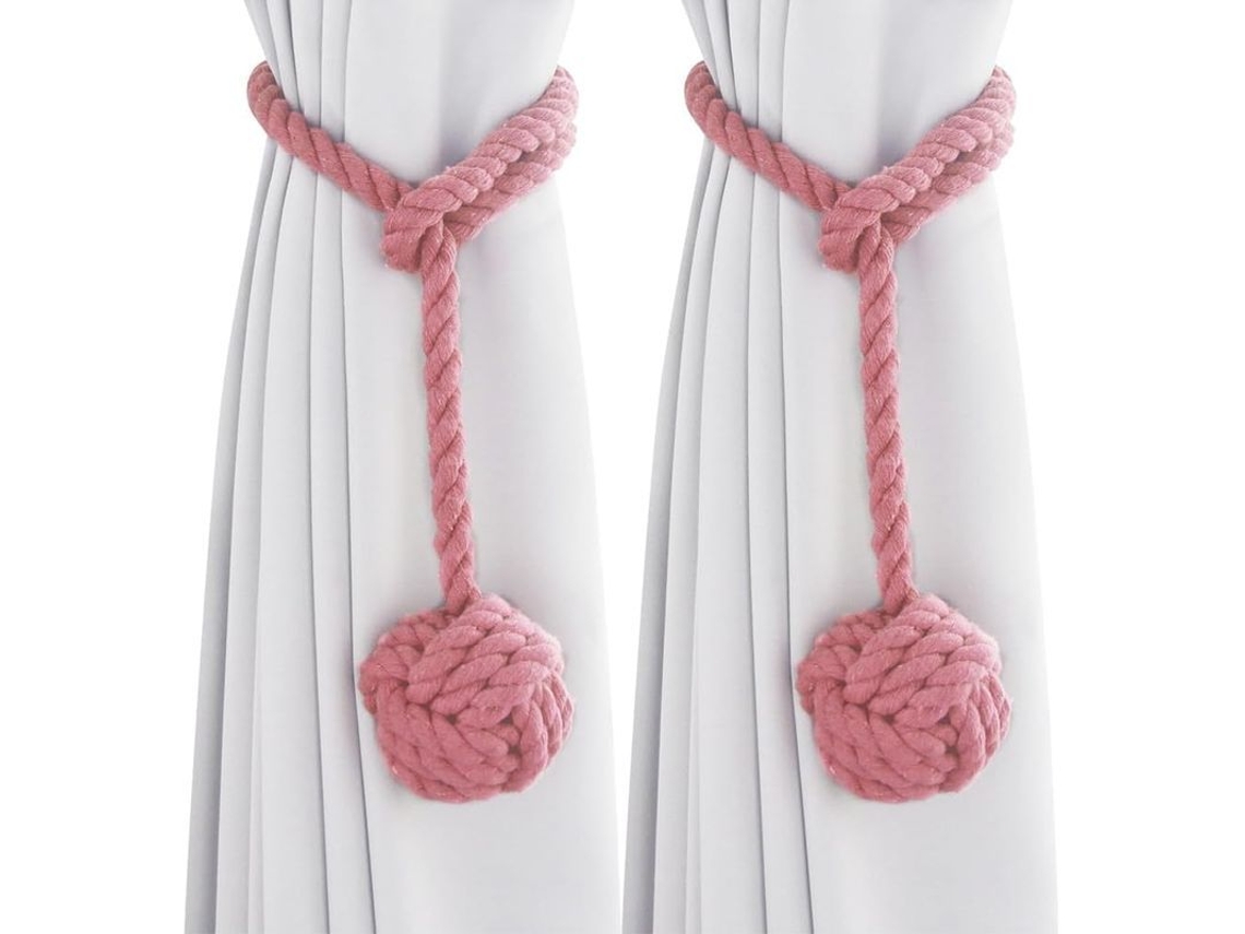 Juego De 2 Alzapaños De Cortina De Algodón Rosa Tejidos A Mano Para La Decoración De Dormitorios Y Oficinas.