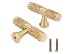 Perillas De Latón Dorado Para Muebles, Perillas De Cocina Y Cajones De Latón Cepillado, Manijas T Con Agujero Único