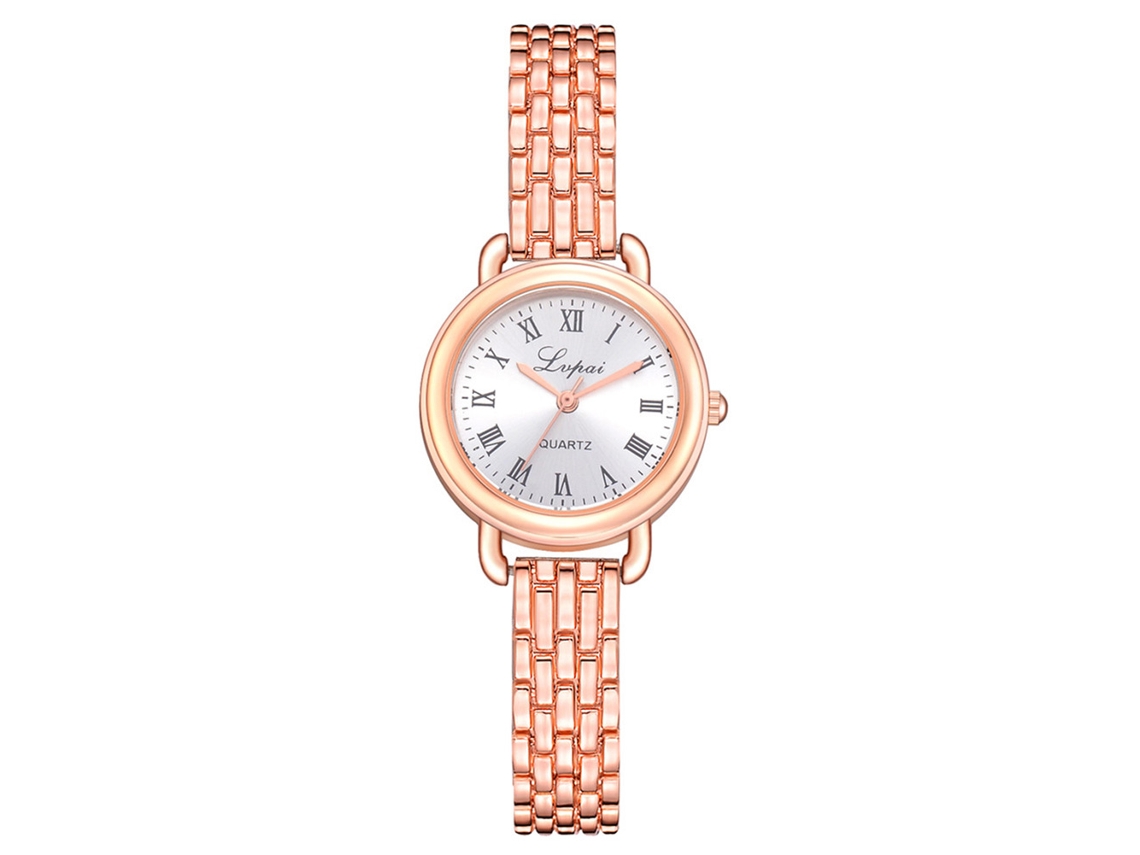 Reloj De Pulsera Ivpai Para Mujer Con Brazalete De Aleación, Estilo Moderno, Oro Rosa, Blanco.