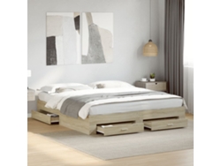 Cama Con Cajones Madera Ingeniería Roble Sonoma 180x200 Cm