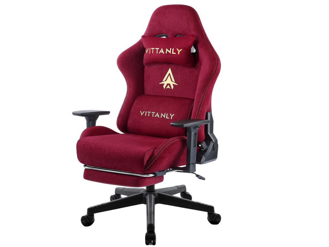 Silla Gamer, Diseño Ergonómico, Reposabrazos Ajustables, Color Vino Rojo OEM