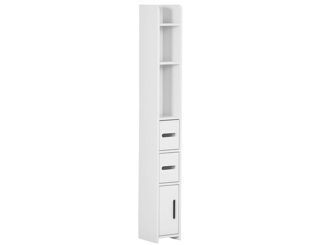 Mueble Baño Alto Columna Estantes Compartimentos 15x17x120cm Blanco