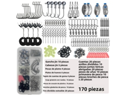 Kit de pesca profesional, incluye caja de bolas, anzuelos, plomadas y señuelos con forma de girasol. Mdug (juego de 170 piezas)