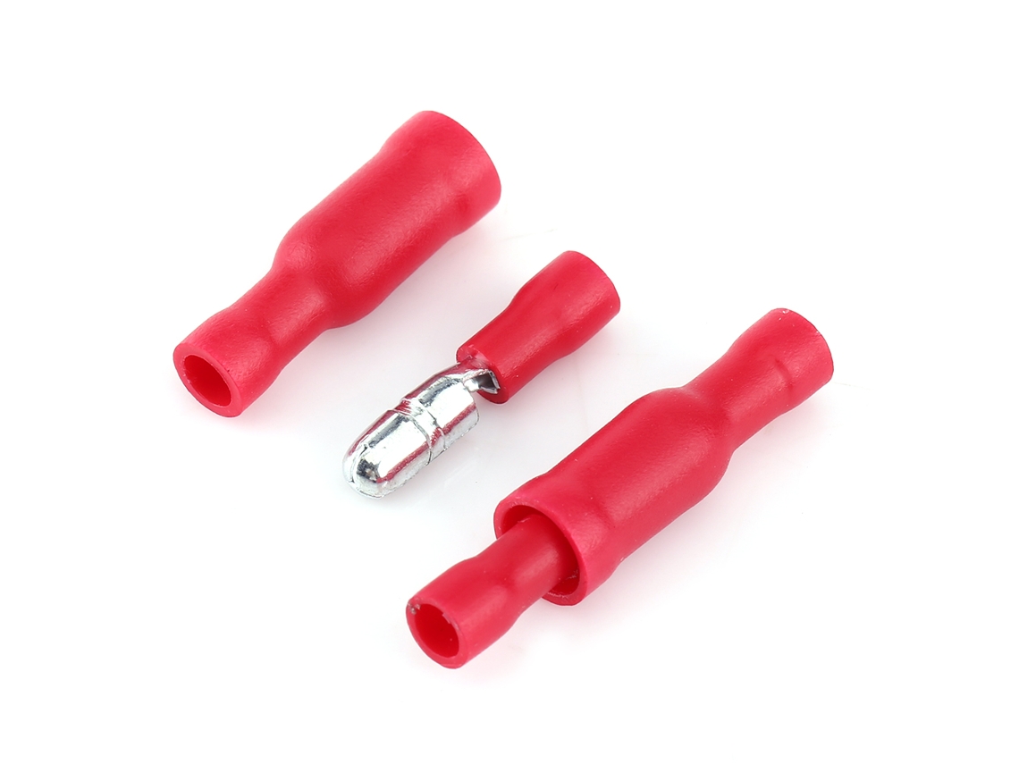 Conector De Fio Bala Macho E Fêmea Para Carro E Moto Com Isolação Vermelha Terminal Bala Conector De Crimpagem