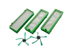 Compatible con Vorwerk Kobold VR200 y VR300. Incluye 3 filtros HEPA y 2 cepillos laterales.