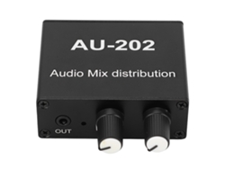 Mezclador Estéreo Y Distribuidor De Audio Con 2 Entradas Y 2 Salidas De 3,5 Mm, Plug And Play Y Carcasa De Aleación De Aluminio.