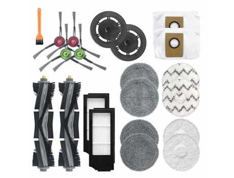 21pcs escova lateral principal esfregona pano saco de pó filtro hepa para ecovacs