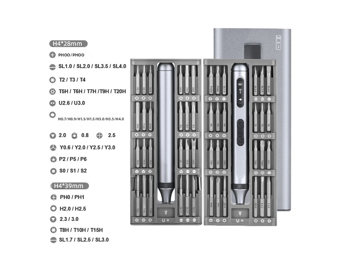 Juego De Destornilladores Eléctricos 52 En 1, Incluye 48 Puntas De Destornillador Phillips Torx Magnéticas De Precisión.