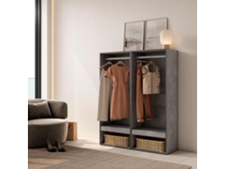 Vestidor abierto, 120x145x35 cm, Dormitorio, habitación, Armario, perchero, Cemento SKRAUT HOME