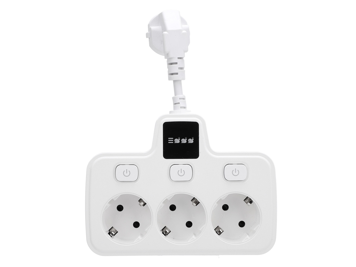 Enchufe Múltiple Con Interruptor De 3 Vías, Adaptador De Enchufe De 2 Pines, Extensor De Enchufe Blanco
