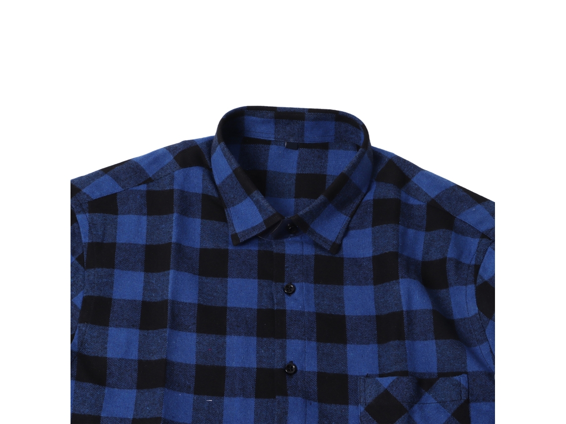 Camisa De Franela A Cuadros De Manga Larga Para Hombre Con Bolsillo, Corte Casual Regular Xdm15 41/xl
