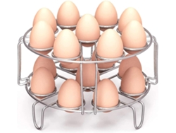 Rejilla apilable para cocer huevos, fabricada en acero inoxidable 304, para ollas a presión de 6 a 8 litros, con capacidad para hasta 18 huevos.