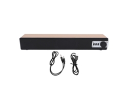 Barra De Sonido Bluetooth Portátil Con Dos Altavoces Compactos Para El Hogar Y El Estudio, Color Madera Marrón Claro.