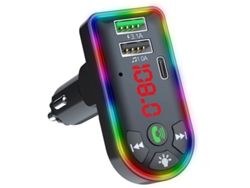 Transmisor FM Reproductor de MP3 U Disco Tarjeta TF Receptor de audio PD Carga rápida USB Cargador de automóvil Bluetooth 5.0 Kit de manos libres para automóvil (Negro) ENZONS