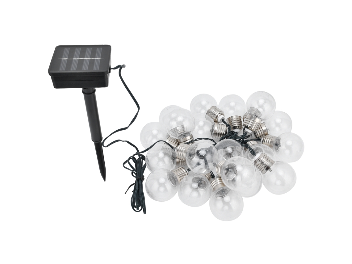 2026-20leds Bombilla Solar G50 Luz De Cadena Exterior Impermeable Para Jardín Boda Villa Decoración Luz Blanca