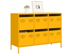 Aparador | Mueble De Comedor | Buffet Acero Laminado Frío Amarillo Mostaza 101,5x39x73,5 Cm Wsd16231
