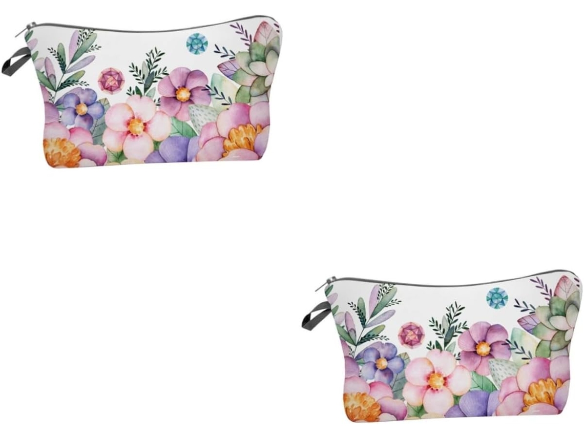 Juego De 2 Neceseres Con Estampado Floral Para Guardar Artículos Diversos.