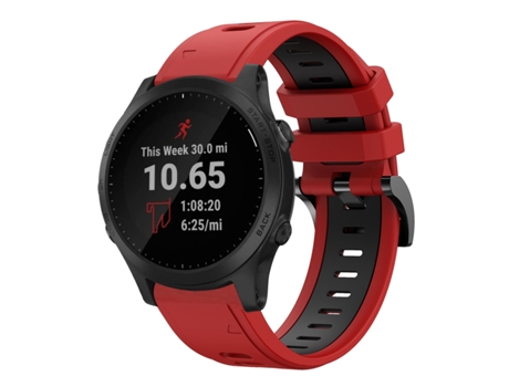 Correa Smartwatch para Garmin Forerunner 945 22mm Silicona Deportiva Bicolor (Rojo + Negro)