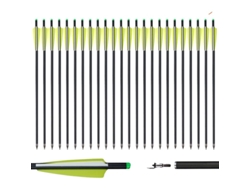 Flechas de carbono, material de carbono mixto, punta de flecha extraíble, 24 piezas de 20 pulgadas, color amarillo OEM
